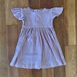 Kate Quinn Toddler Girls Ribbed Flutter Sleeve Dress Mauve Purple Pink 3T